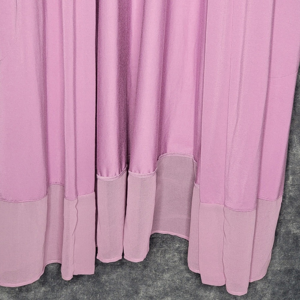 LOGO Lori Goldstein Purple Chiffon Trim Longline Duster Cardigan‎ M NWT Festival - Picture 11 of 13